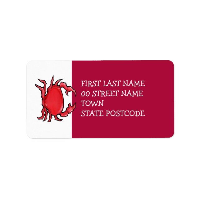 Red Crab Red Address Label Adressaufkleber (Vorne)