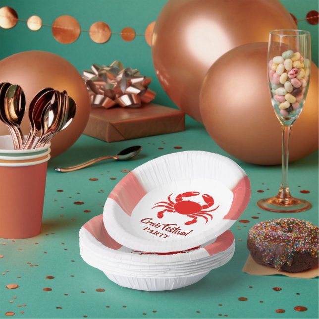 Red Crab Seafood Nautic Stripes Party Pappteller (Multi)