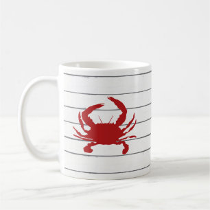 Red Crab Shiplap Coastal Tasse