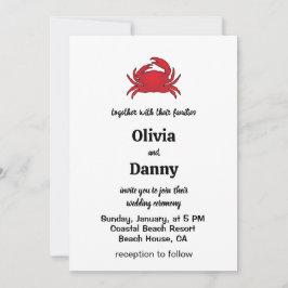Red Crab Summer Coastal Beach Wedding Einladung