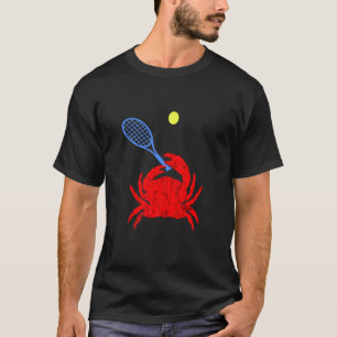 Red Crab Tennis Player Racquet Shellfish Cr T-Shirt