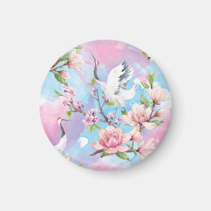 Red Crane Watercolor Japanische Motif Magnet