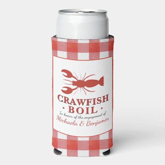 Red Crawfish Boil Hummer Party Verlobung Picnic Selters Dosenkühler (Seltzer Vorderseite)