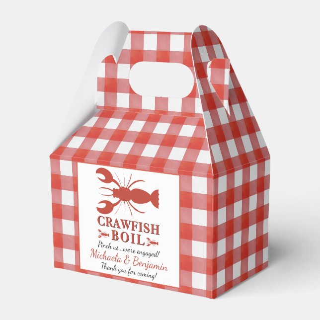 Red Crawfish Boil Picnic Lobster Engagement Party Geschenkschachtel (Vorderseite)