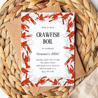 Red Crawfish Booking Seafood Birthday Party Einladung