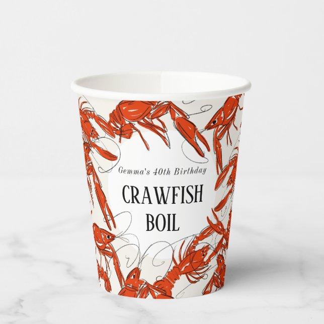 Red Crawfish Booking Seafood Birthday Party Pappbecher (Links)