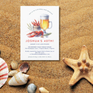 Red Crawfish Low Country Bob Geburtstagsparty Einladung