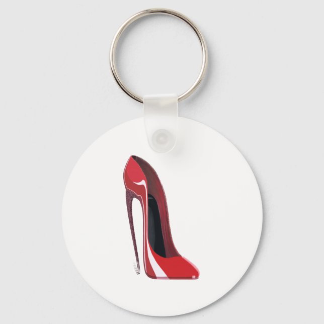Red Crazy Heel Stiletto Shoe Art Schlüsselanhänger (Vorderseite)