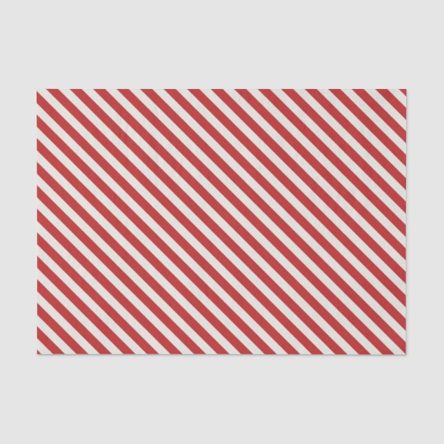 Red & Cream Beige Weißer Streifen Weihnachtsfeiert Seidenpapier (Vorderseite)