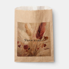 Red Cream Boho Feathers Floral Wedding Geschenktütchen