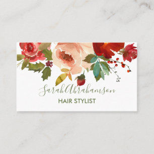 Red Cream Burgundy Rose Winter Business Card Visitenkarte