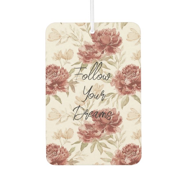 Red Cream Flowers Gold Glitter Autolufterfrischer (Vorderseite)