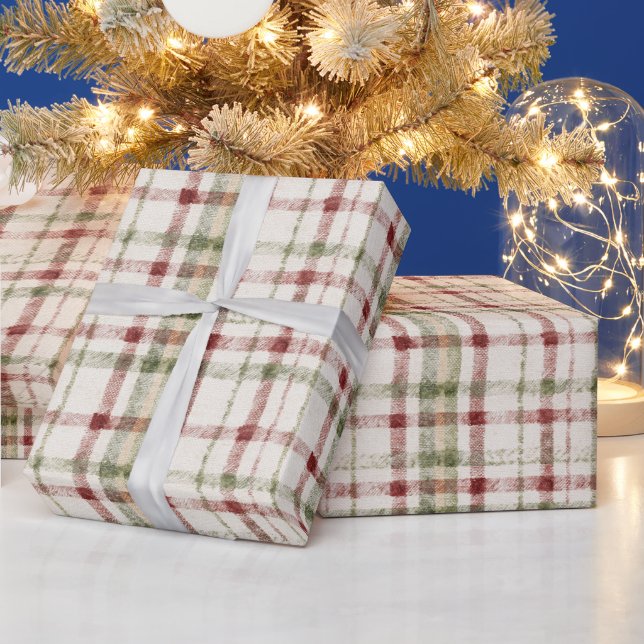 Red Cream Green Stripes Christmas Geschenkpapier (Feiertage)