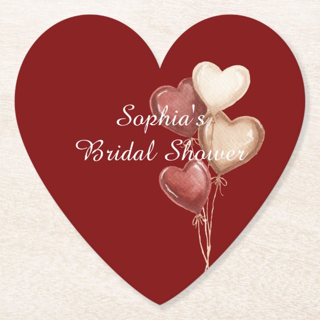Red Cream Heart Balloons Bridal Shower Untersetzer (Vorderseite)