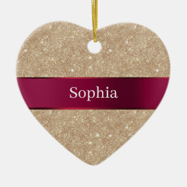 Red Cream Leopard Animal Print Christmas Keramik Ornament