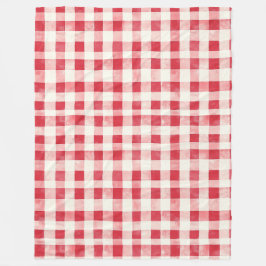 Red Cream Plaid Stripes Birthday Fleecedecke