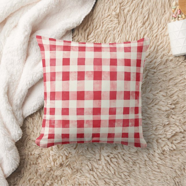 Red Cream Plaid Stripes Birthday Kissen (Decke)