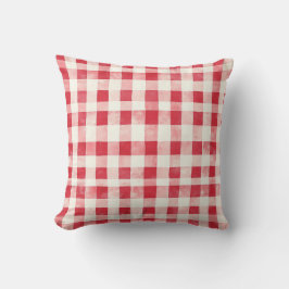 Red Cream Plaid Stripes Birthday Kissen