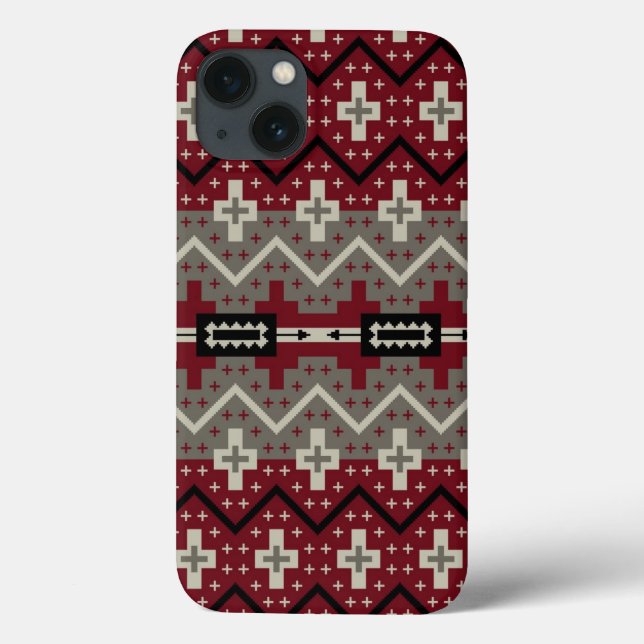 Red Cream Tribal Muster Abstrakt Case-Mate iPhone Hülle (Rückseite)
