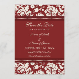 Red Cream Wedding Save the Date Card