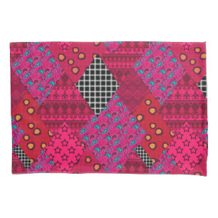 Red Crimson Colorful Patchwork Kissenbezug
