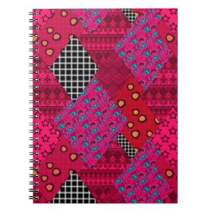 Red Crimson Colorful Patchwork Notizblock