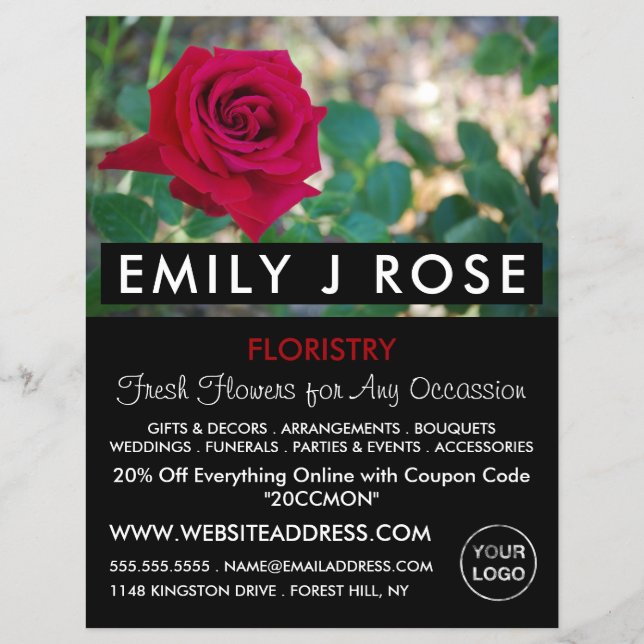 Red Crimson Rose, Floristry Advertising Flyer (Vorne)