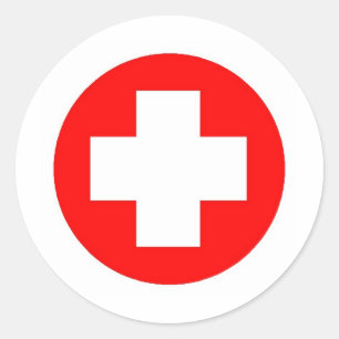 Red Cross Produkte & Designs! Runder Aufkleber