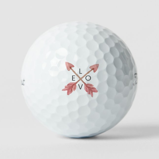Red Crossed Arrows 'LOVE' Classic Elegant Romantic Golfball (Vorderseite)