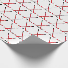 Red Crossed Hockey Sticks und Puck Geschenkpapier