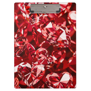 Red Crystal Diamond Hearts Klemmbrett