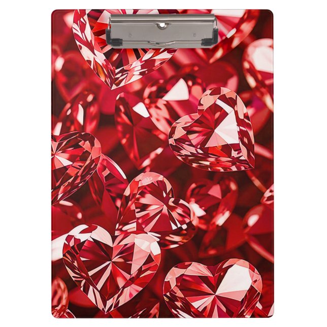 Red Crystal Diamond Hearts Klemmbrett (Vorderseite)