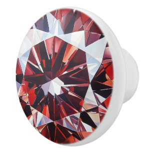 Red Crystal Diamond Patter Keramikknauf