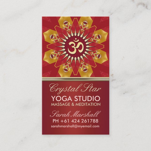 Red Crystal Star Yoga Studio Business Card Visitenkarte (Vorderseite)