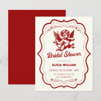 Red cupid angel bridal shower einladung