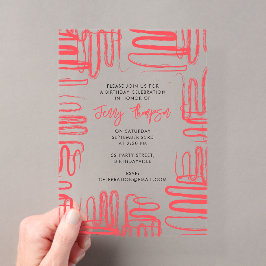Red Curve Wavy Squiggle Abstract Birthday Party Acryleinladungen