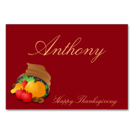 Red Custom Erntedank Table Cards Cornucopia Tischnummer