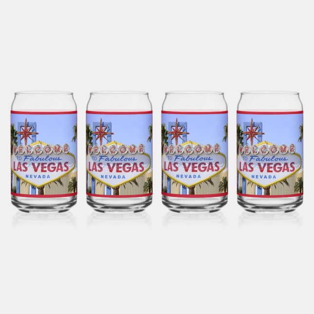 Red Custom Family Las Vegas Nevada Begrüßungszeich Dosenglas (Vorderseite)