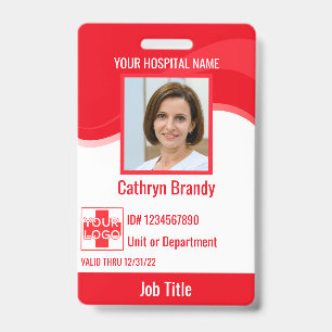 Red custom Hospital Employee Security, Logo Ausweis