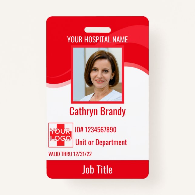 Red custom Hospital Employee Security, Logo Ausweis (Vorderseite)
