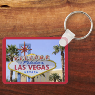 Red Custom Las Vegas Nevada Begrüßungszeichen Schlüsselanhänger