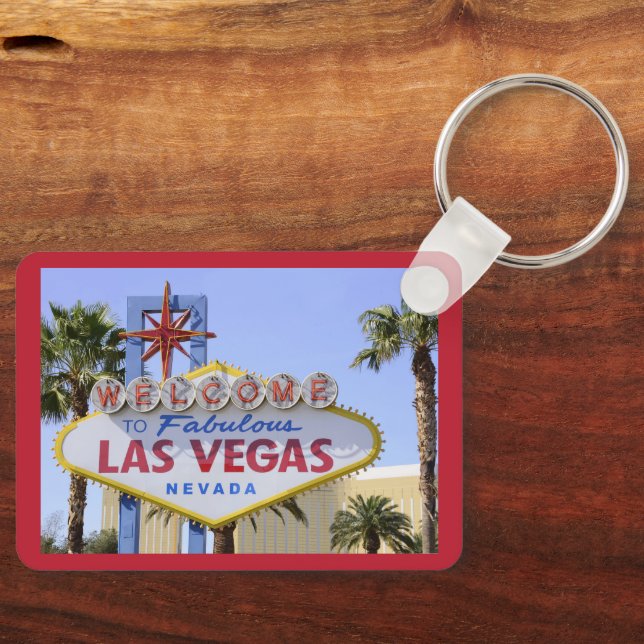 Red Custom Las Vegas Nevada Begrüßungszeichen Schlüsselanhänger (Vorderseite)
