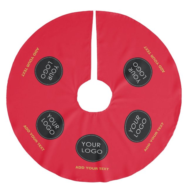 Red Custom Logo Company Business Weihnachten Polyester Weihnachtsbaumdecke (Vorderseite)