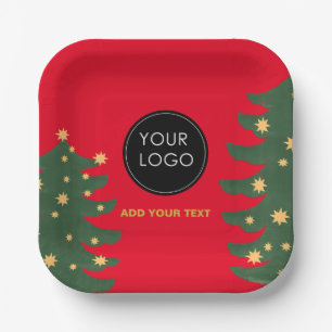 Red Custom Logo Company Business Weihnachtsbaum Pappteller