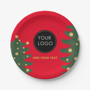 Red Custom Logo Company Business Weihnachtsbaum Pappteller