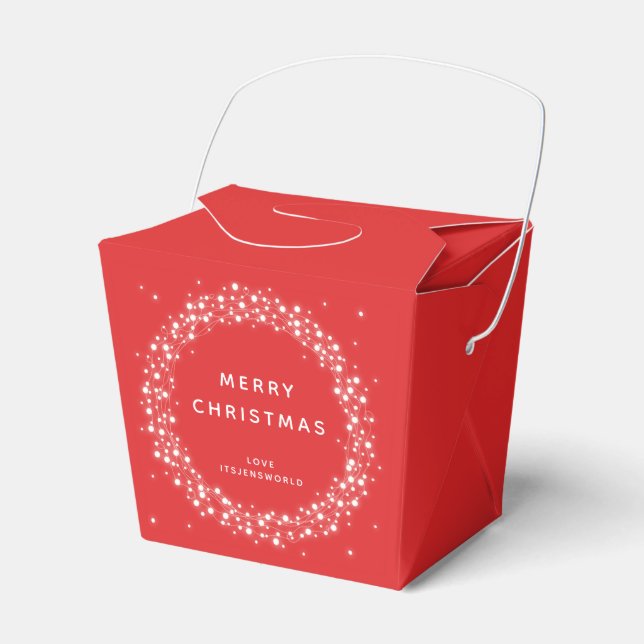 Red Custom Message Sparkling Lights Weihnachten Geschenkschachtel (Vorderseite)