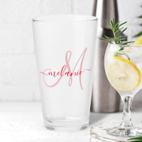 Red Custom Monogram Name Modern Handwriting