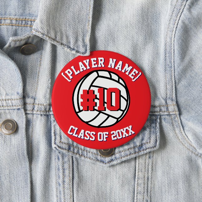 Red Custom Volleyball Player and Class Button (Beispiel)