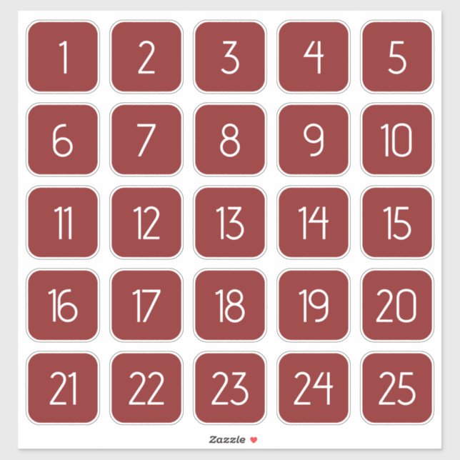 Red Customizable Square Number Stickers  Aufkleber (Blatt)
