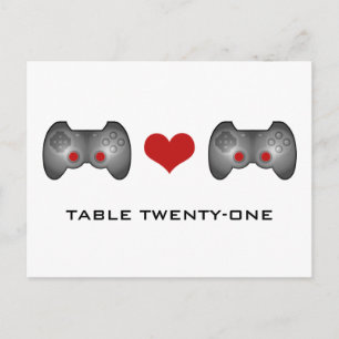 Red Cute Gamer Numéro de table Carte postale